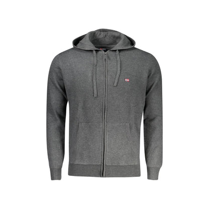 Norway 1963 Cardigan Uomo Grigio con Cappuccio Zip Tasche Ricamo Logo Maglie - foto prodotto
