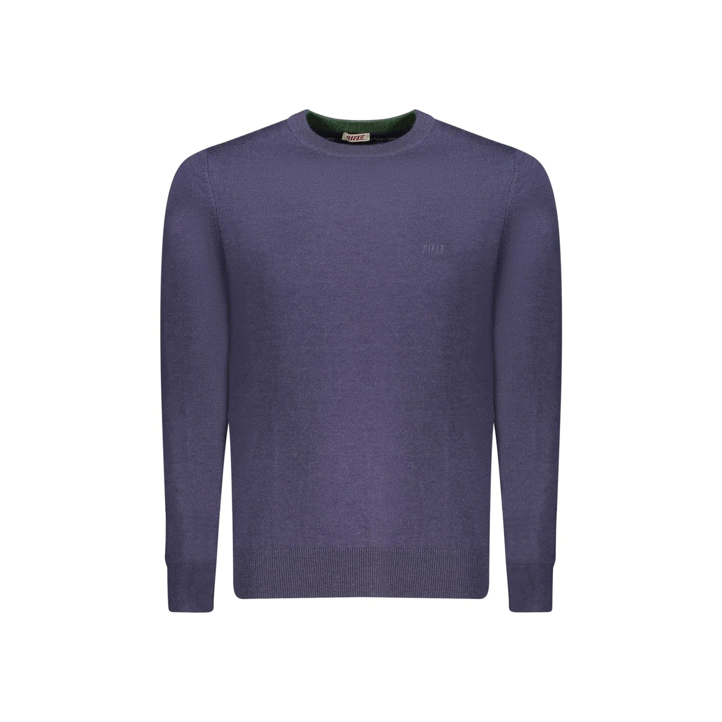 Rifle Maglia Uomo Blu Girocollo Maniche Lunghe Ricamo Logo Maglie - foto prodotto