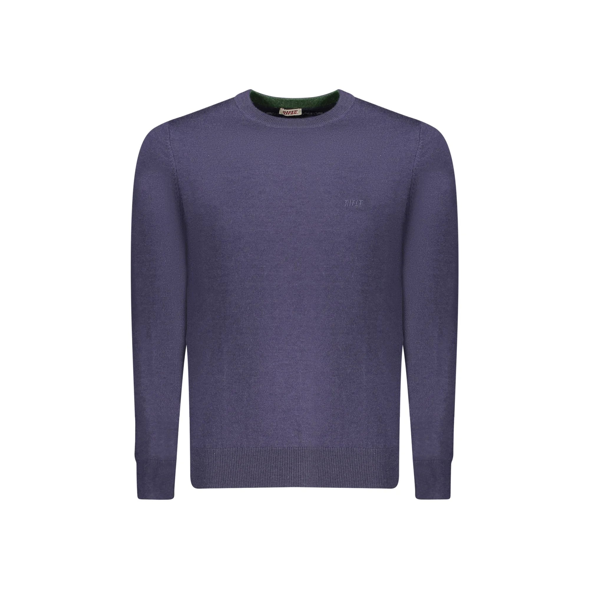 Rifle Maglia Uomo Blu Girocollo Maniche Lunghe Ricamo Logo Maglie - foto prodotto