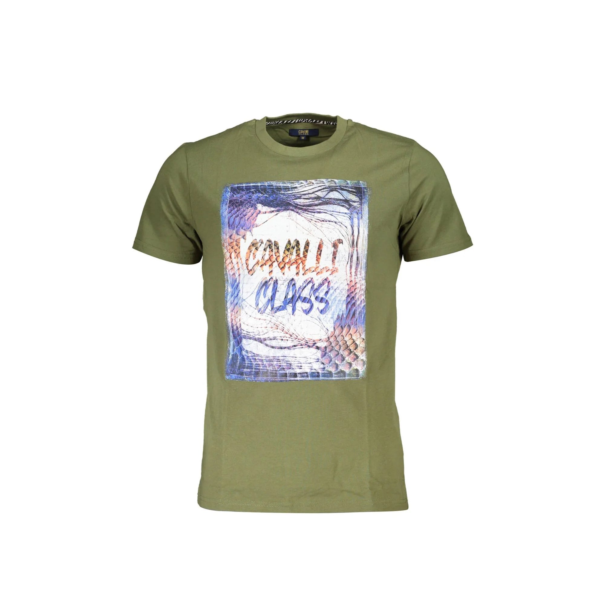 Cavalli Class T-Shirt Maniche Corte Uomo Verde Stampa Logo - foto prodotto