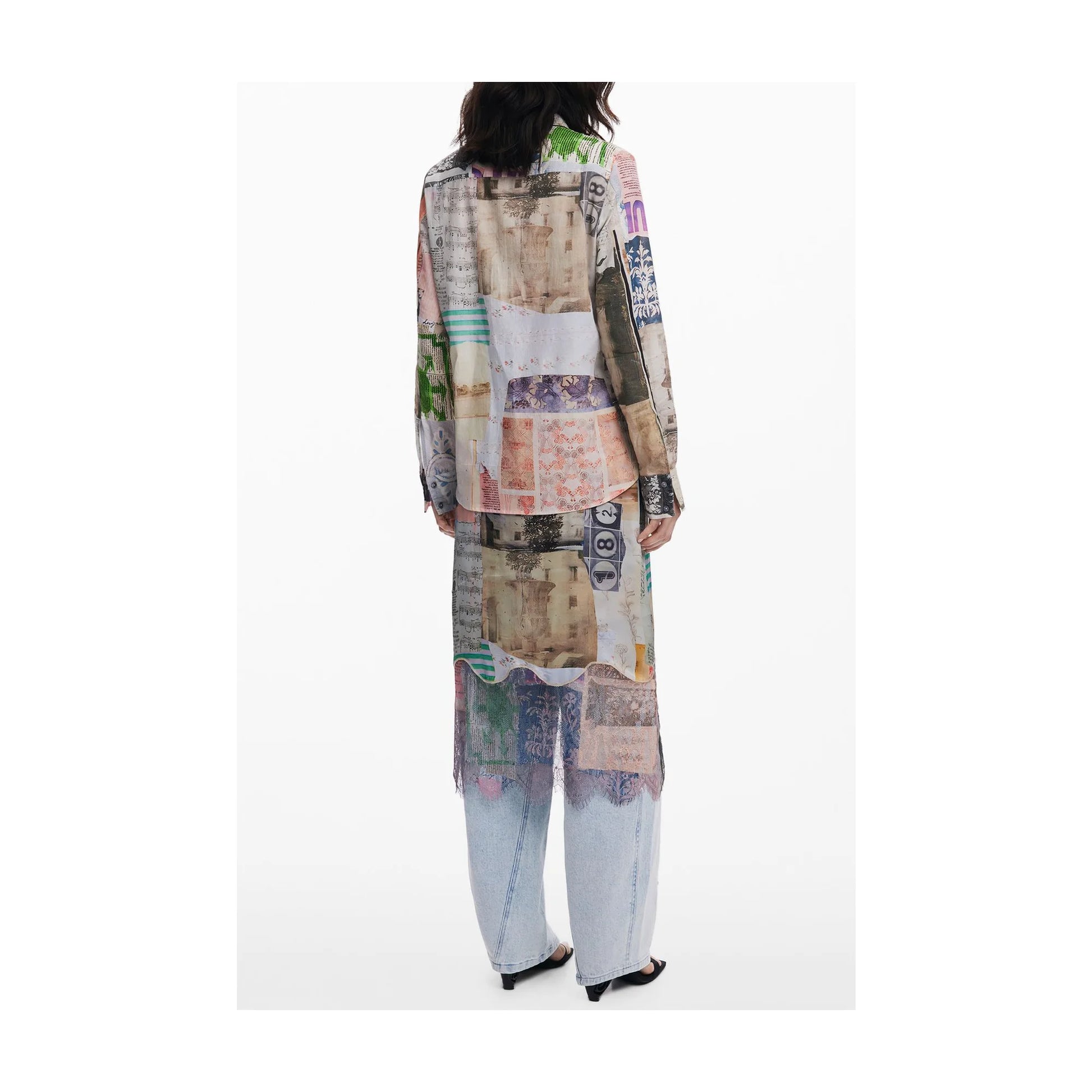 Desigual Camicia Maniche Lunghe Donna Beige Stampa Camicie - vista 2