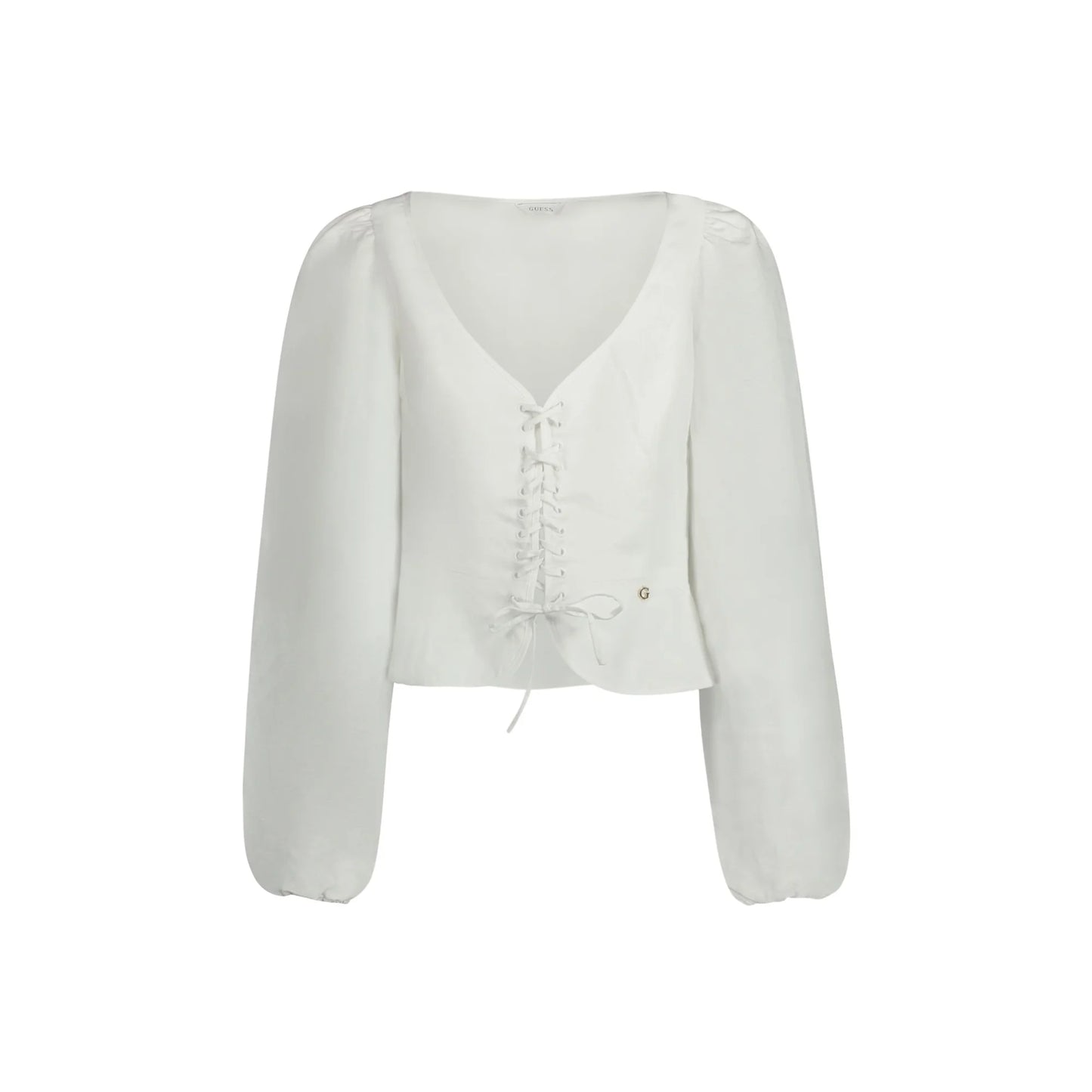 Guess Jeans Camicia Maniche Lunghe Donna Bianca Logo Camicie Bianco - foto prodotto