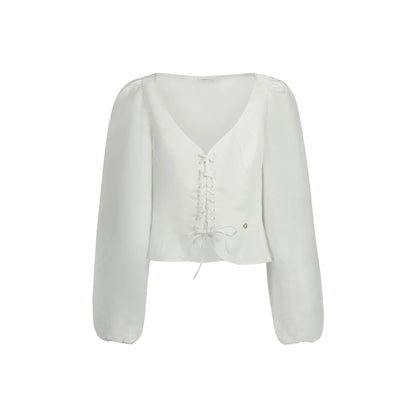 Guess Jeans Camicia Maniche Lunghe Donna Bianca Logo Camicie Bianco - foto prodotto