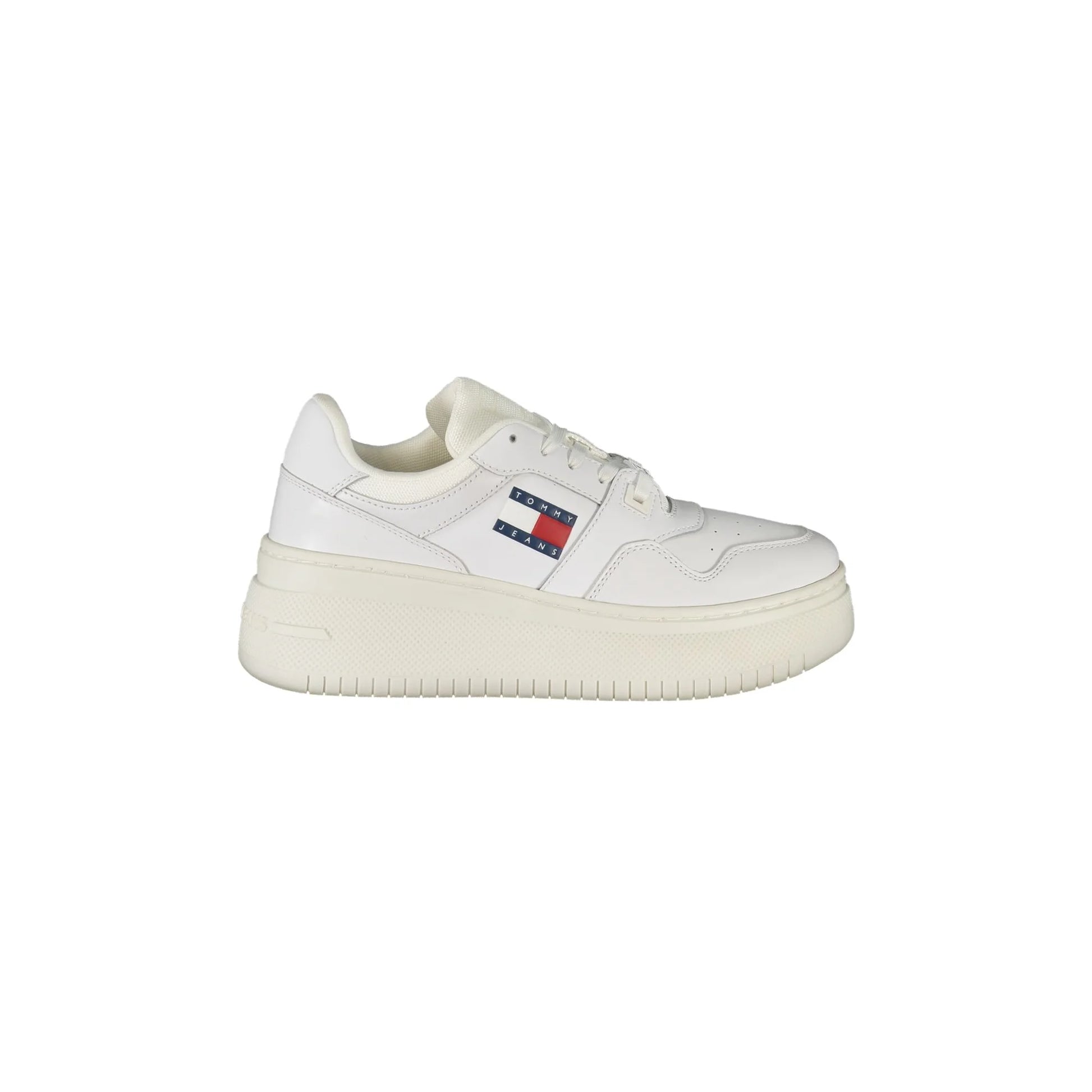 TOMMY HILFIGER Scarpe Sneakers Donna Bianche con Suola Alta e Stampa Logo Bianco - foto prodotto