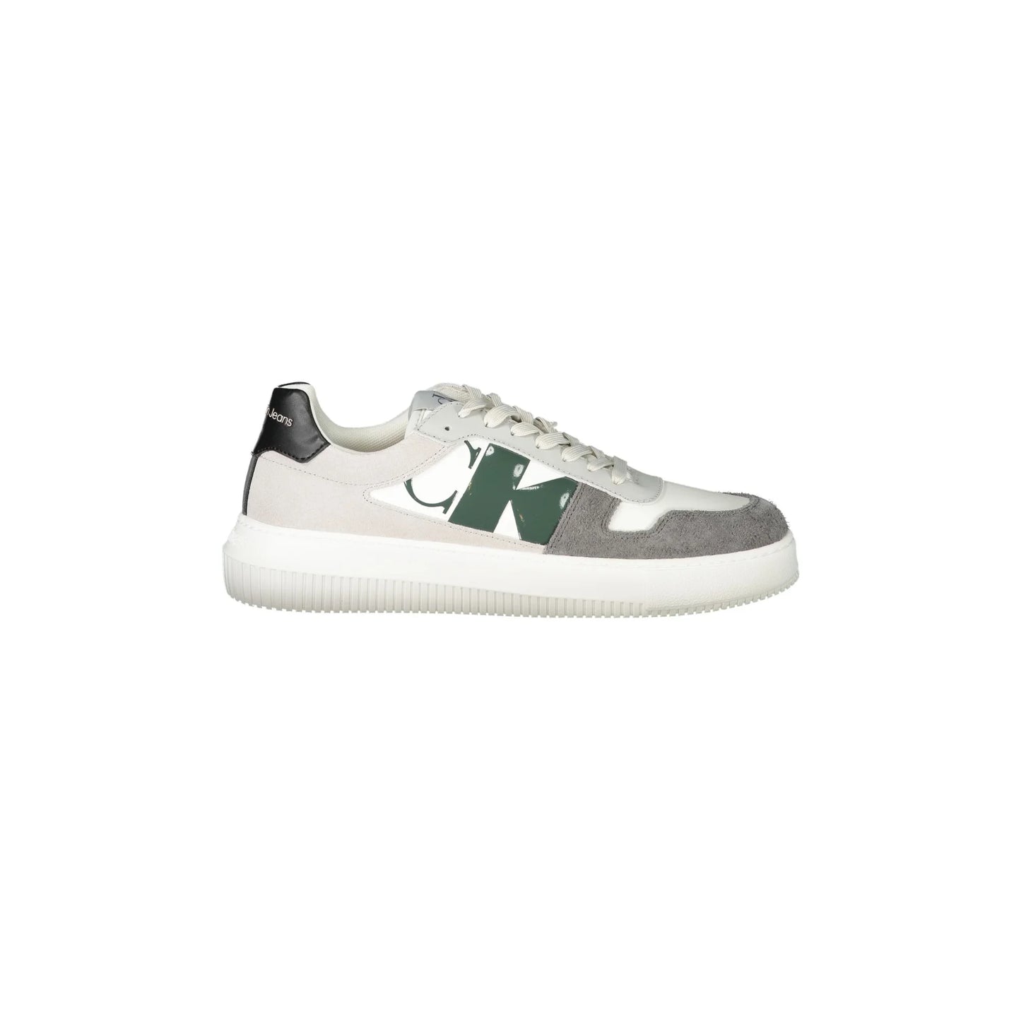 CALVIN KLEIN Scarpe Sneakers Uomo Bianche con Dettagli Grigio Verde e Nero Bianco - foto prodotto