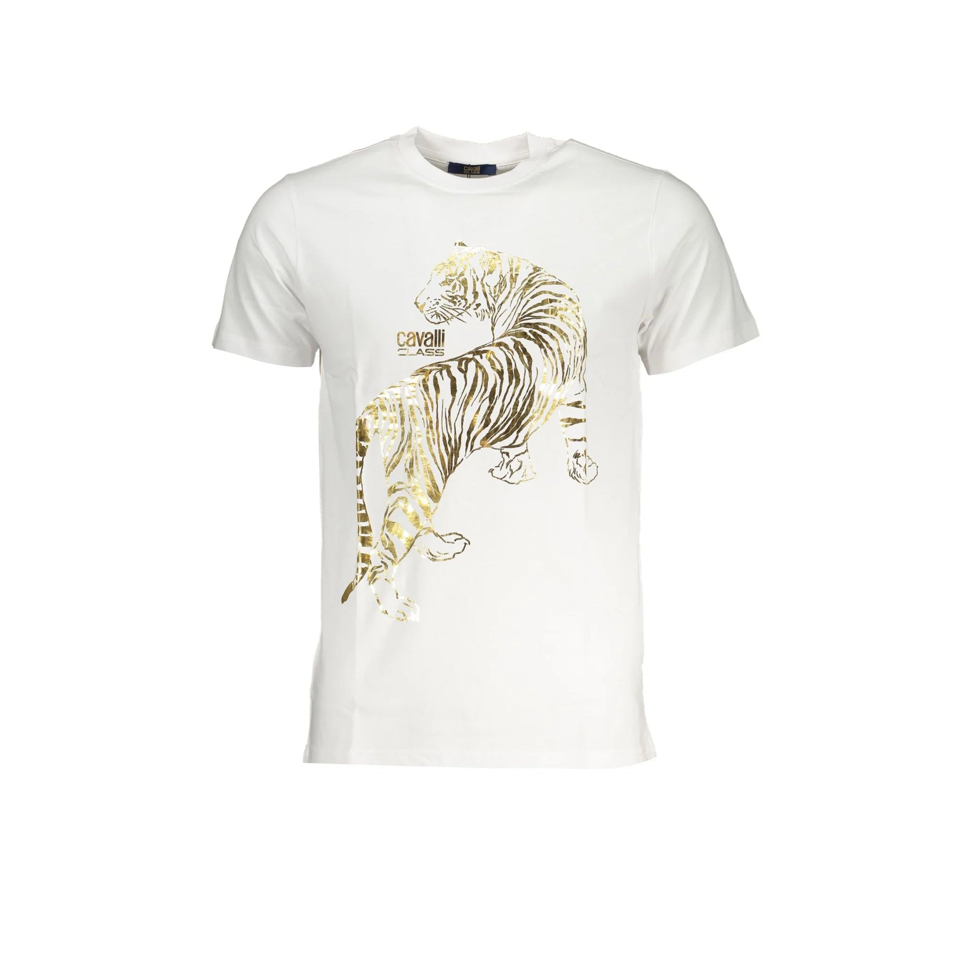 Cavalli Class T-Shirt Maniche Corte Uomo Bianca Stampa Logo Bianco - foto prodotto