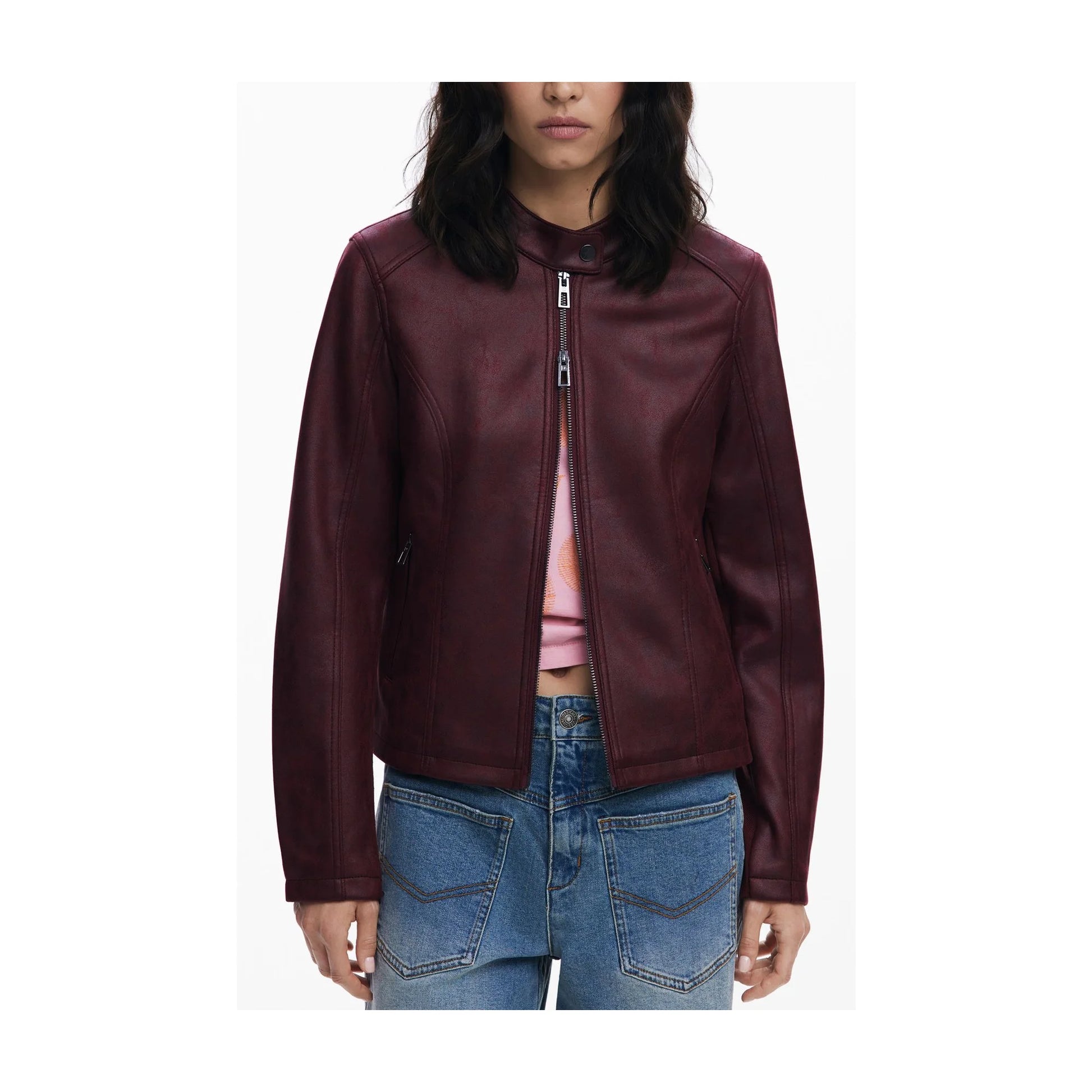 Desigual Giubbotto Maniche Lunghe Donna Rosso Zip Giubbotti e Giacche - foto prodotto