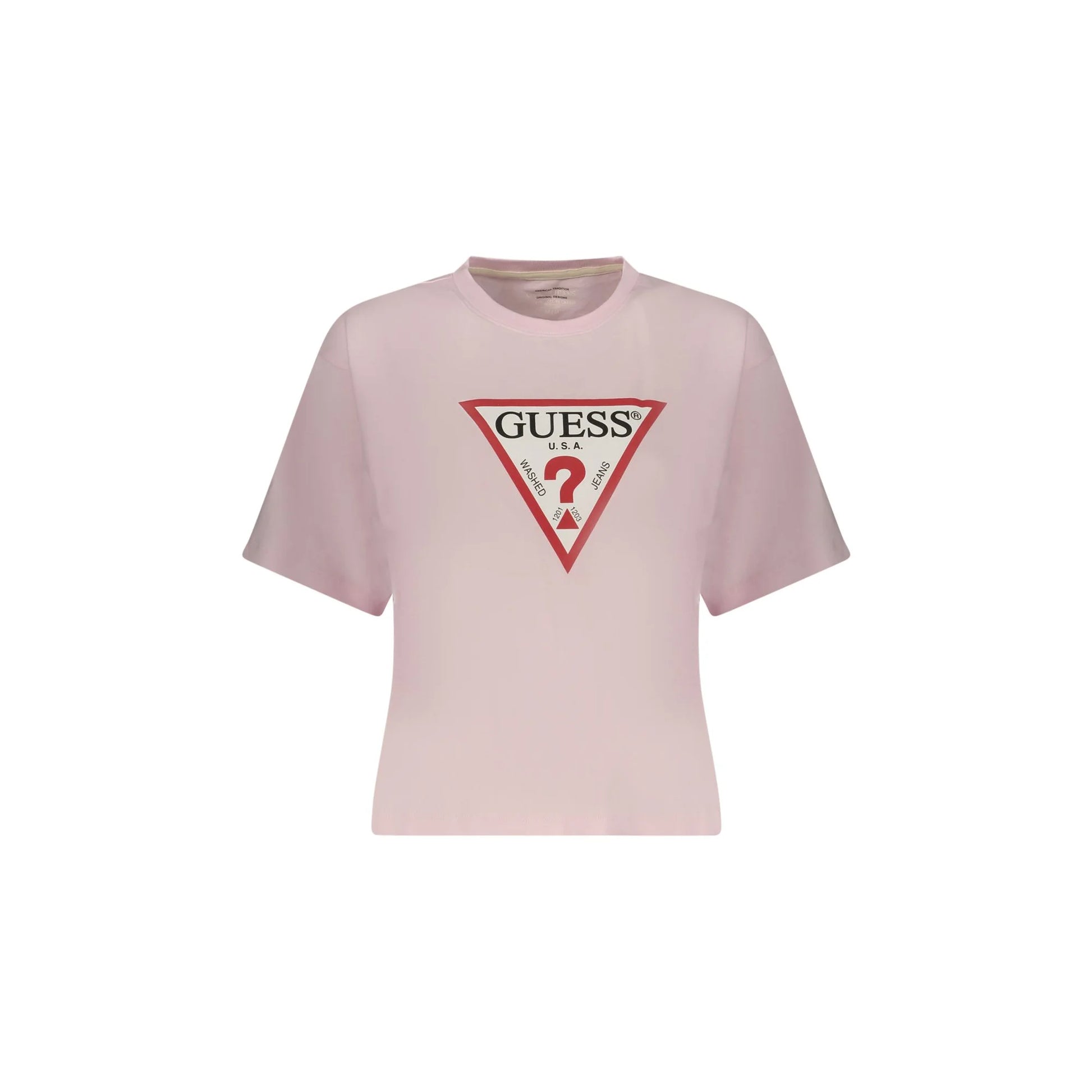 GUESS JEANS T-SHIRT MANICHE CORTE DONNA ROSA