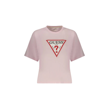 GUESS JEANS T-SHIRT MANICHE CORTE DONNA ROSA