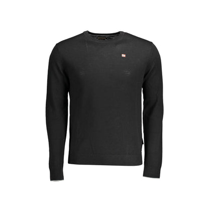 Napapijri Maglione Uomo Nero Girocollo con Ricamo Logo Maglie - foto prodotto
