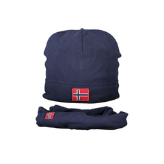 NORWAY 1963 Set Cuffia e Sciarpa Uomo Blu in Pile con Logo