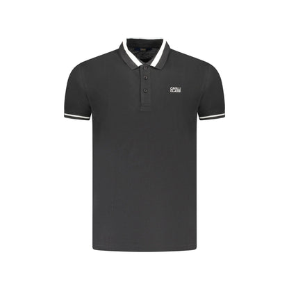 Cavalli Class Polo Uomo Nera Maniche Corte Contrasto Ricamo Logo Nero - foto prodotto