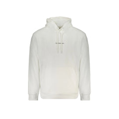 Calvin Klein Felpa Uomo Bianca Cappuccio Garzata Tascone Stampa