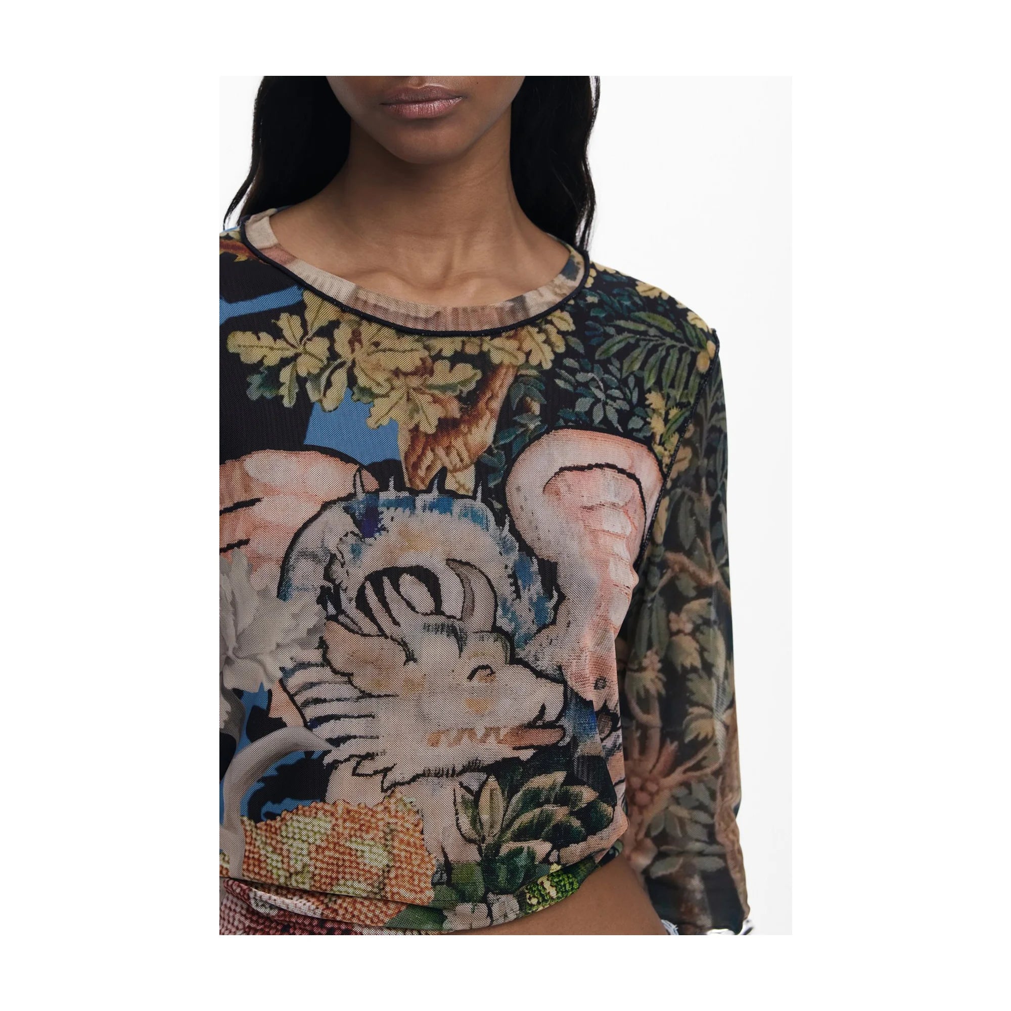 DESIGUAL T-SHIRT MANICHE LUNGHE DONNA NERO