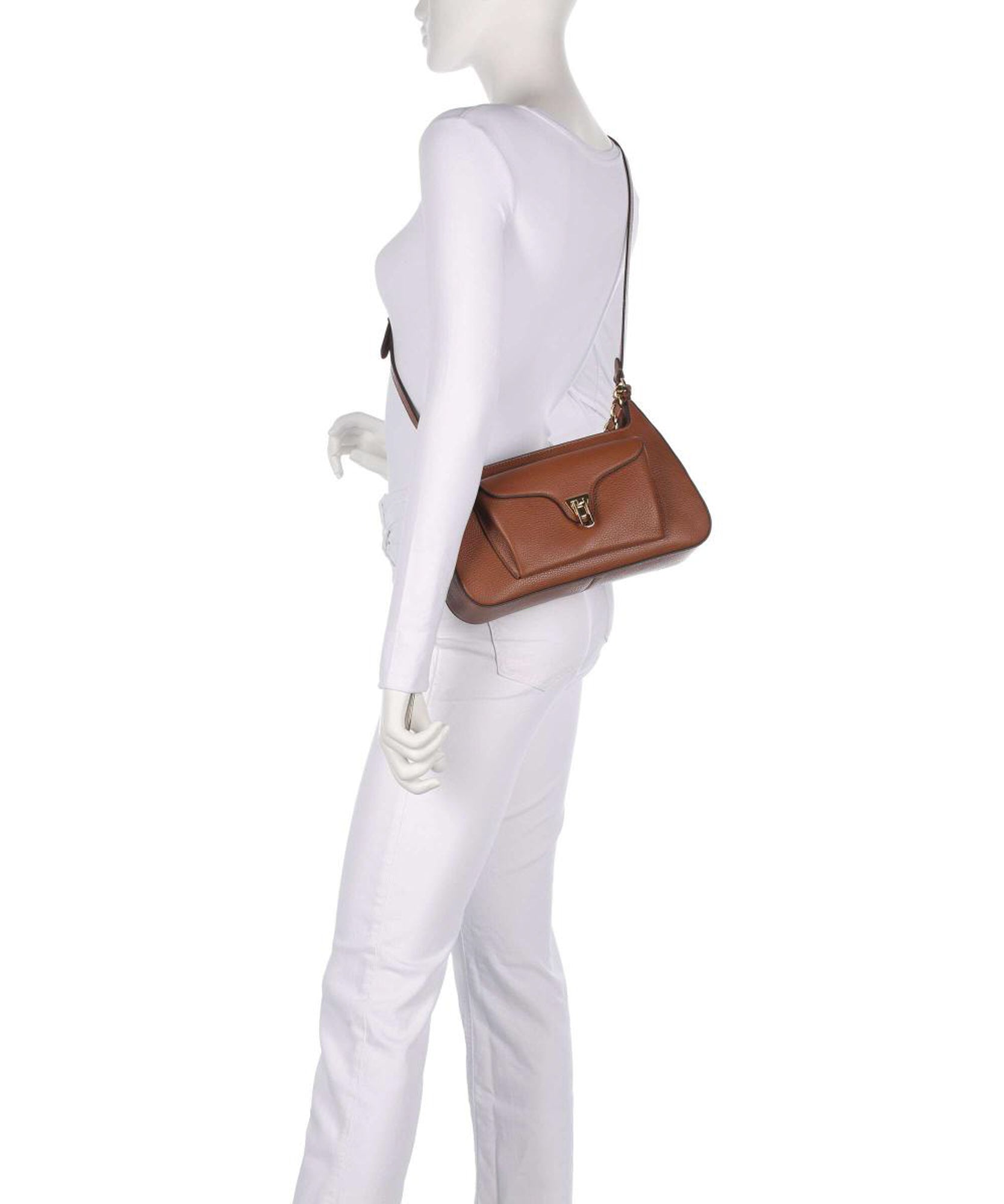 COCCINELLE Borsa Donna a Spalla Marrone, In Vera Pelle, Beat Generation