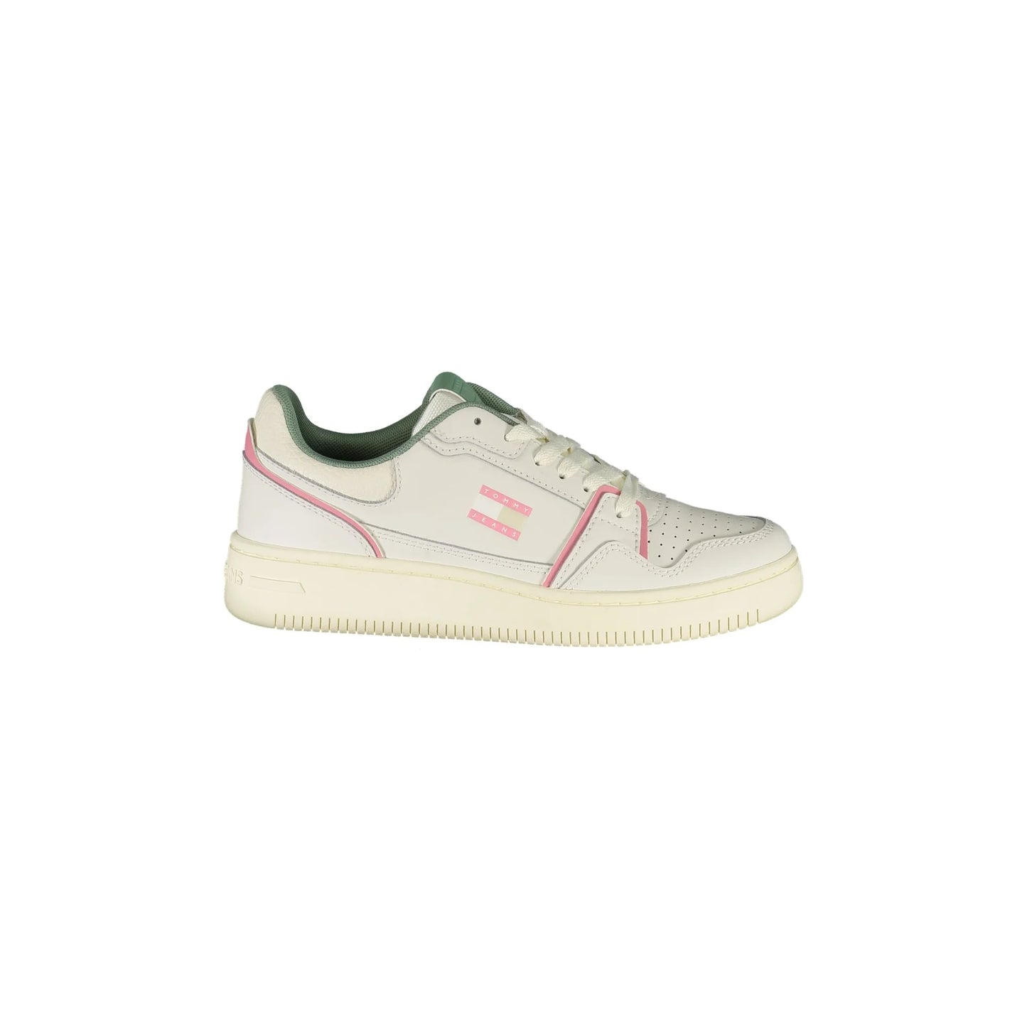 TOMMY HILFIGER Sneakers Donna Bianche con Lacci e Dettagli Verde e Rosa Bianco - foto prodotto