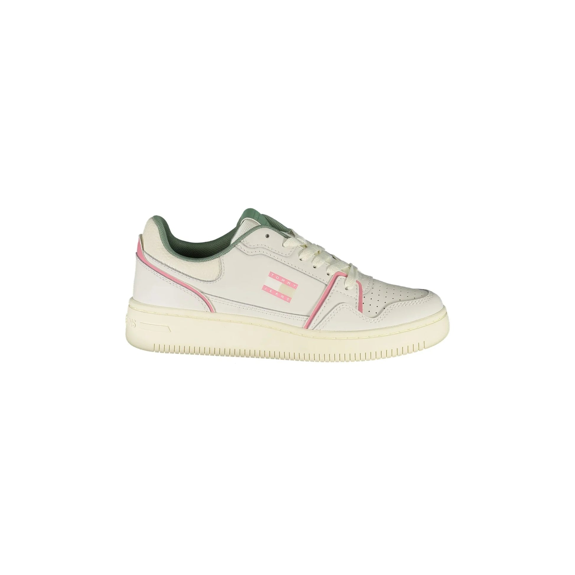 TOMMY HILFIGER Sneakers Donna Bianche con Lacci e Dettagli Verde e Rosa Bianco - foto prodotto