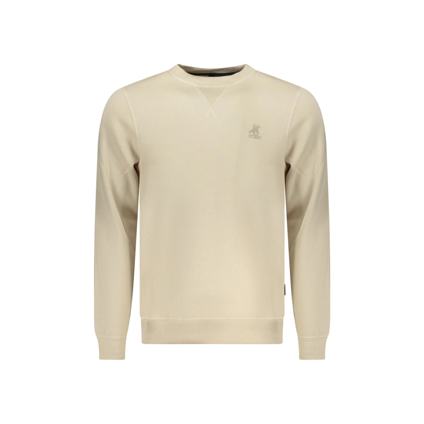 U.S. Grand Felpa Uomo Beige Girocollo Felpata Stampa Logo Felpe - foto prodotto