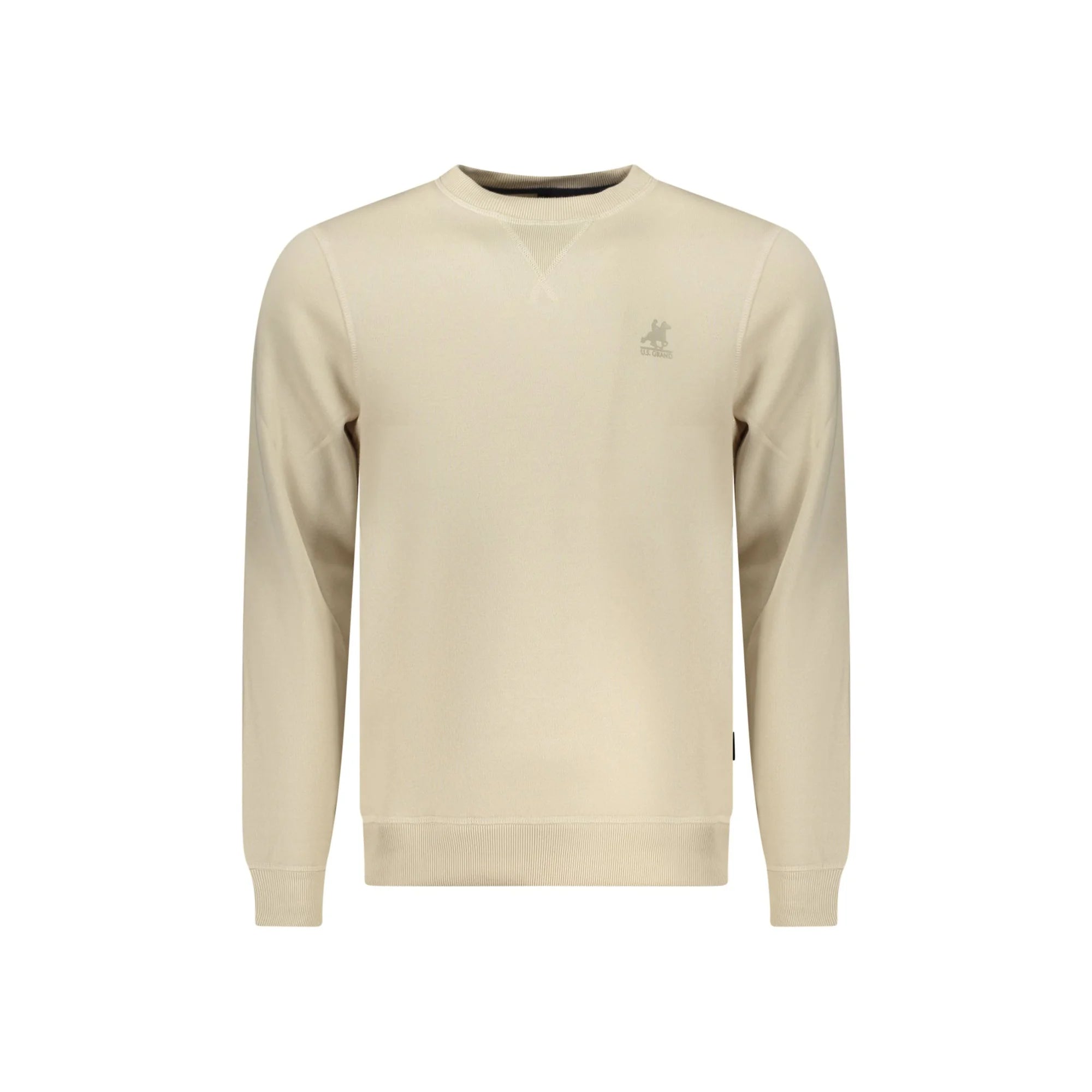 U.S. Grand Felpa Uomo Beige Girocollo Felpata Stampa Logo Felpe - foto prodotto
