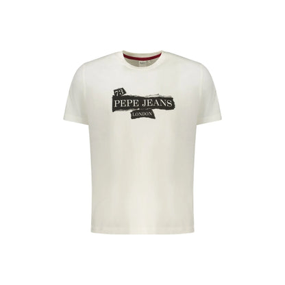 Pepe Jeans T-Shirt Maniche Corte Uomo Bianca Stampa Logo Bianco - foto prodotto