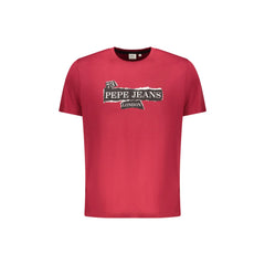 Pepe Jeans T-Shirt Μανίκια Κοντά Ανδρική Κόκκινη Εκτύπωση Λογότυπο