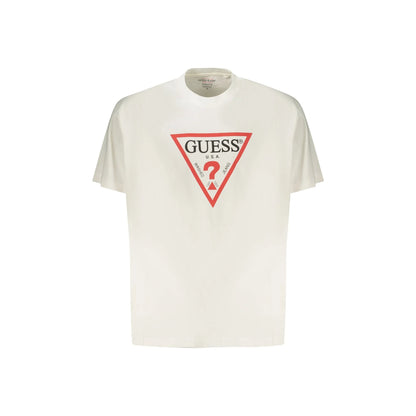 Guess Jeans T-Shirt Maniche Corte Uomo Bianca Stampa Logo Bianco - foto prodotto