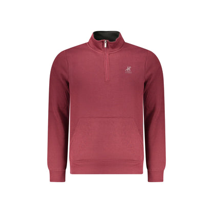 U.S. Grand Felpa Uomo Mezza Zip Tascone Centrale Felpata Stampa Logo Felpe Rosso - foto prodotto