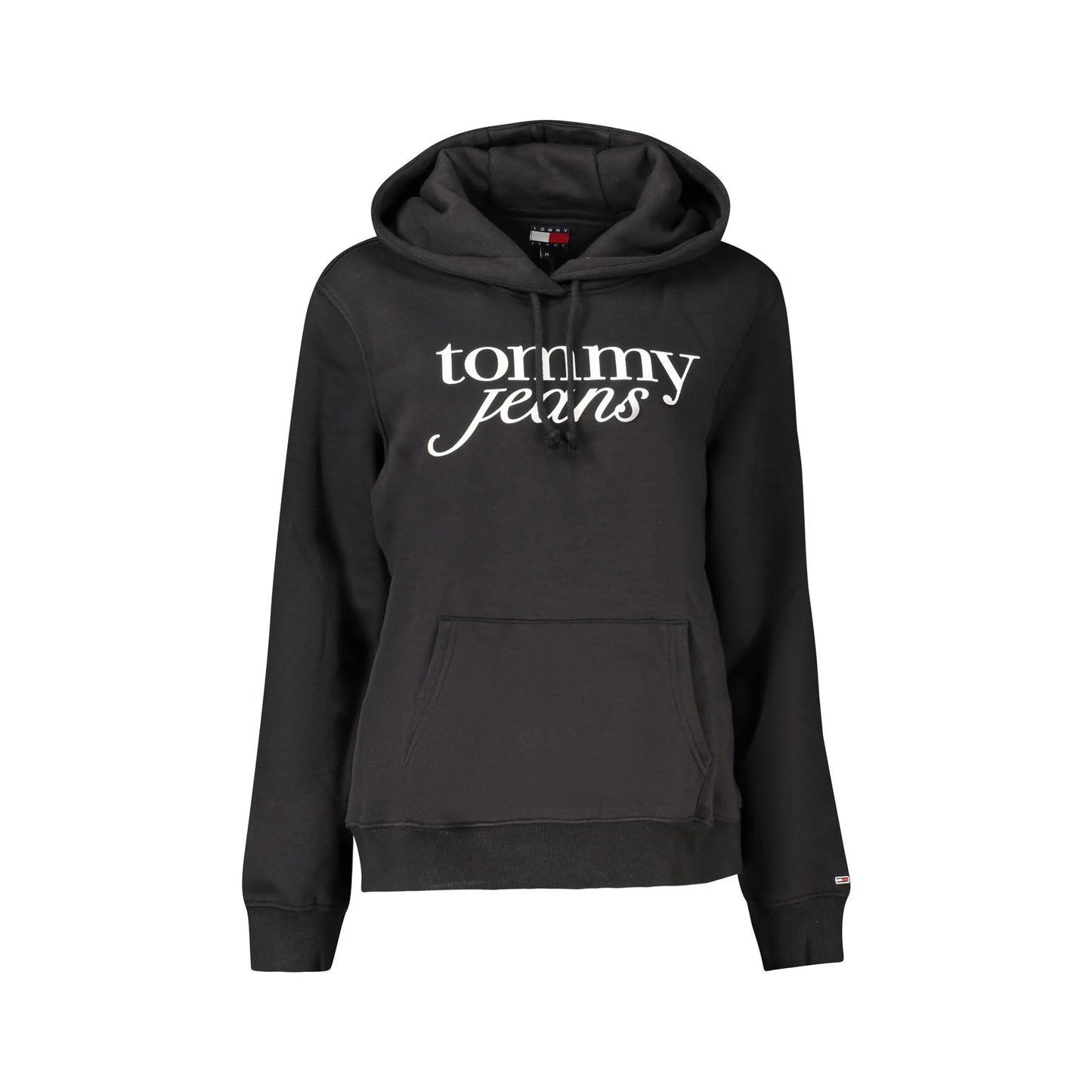 Tommy Hilfiger Felpa Donna Nera Cappuccio Felpata Stampa Logo Felpe Nero - foto prodotto