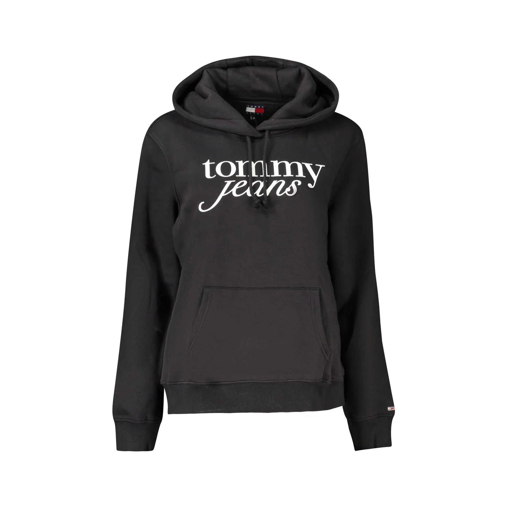 Tommy Hilfiger Felpa Donna Nera Cappuccio Felpata Stampa Logo Felpe Nero - foto prodotto