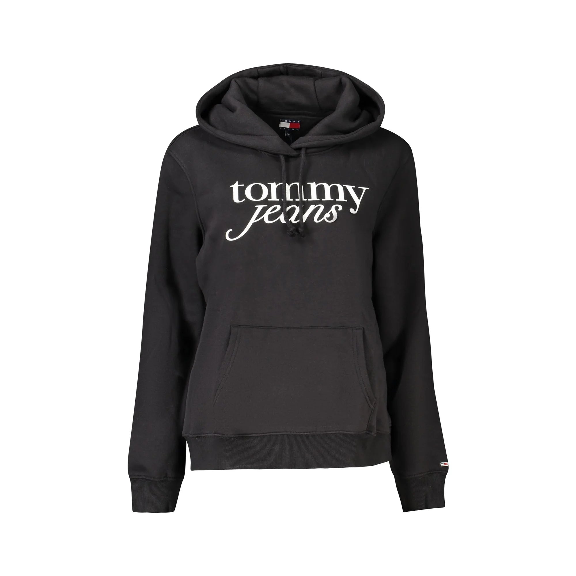 Tommy Hilfiger Felpa Donna Nera Cappuccio Felpata Stampa Logo Felpe Nero - foto prodotto