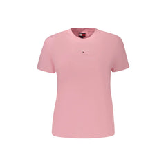 Tommy Hilfiger T-Shirt Maniche Corte Donna Rosa Ricamo Logo