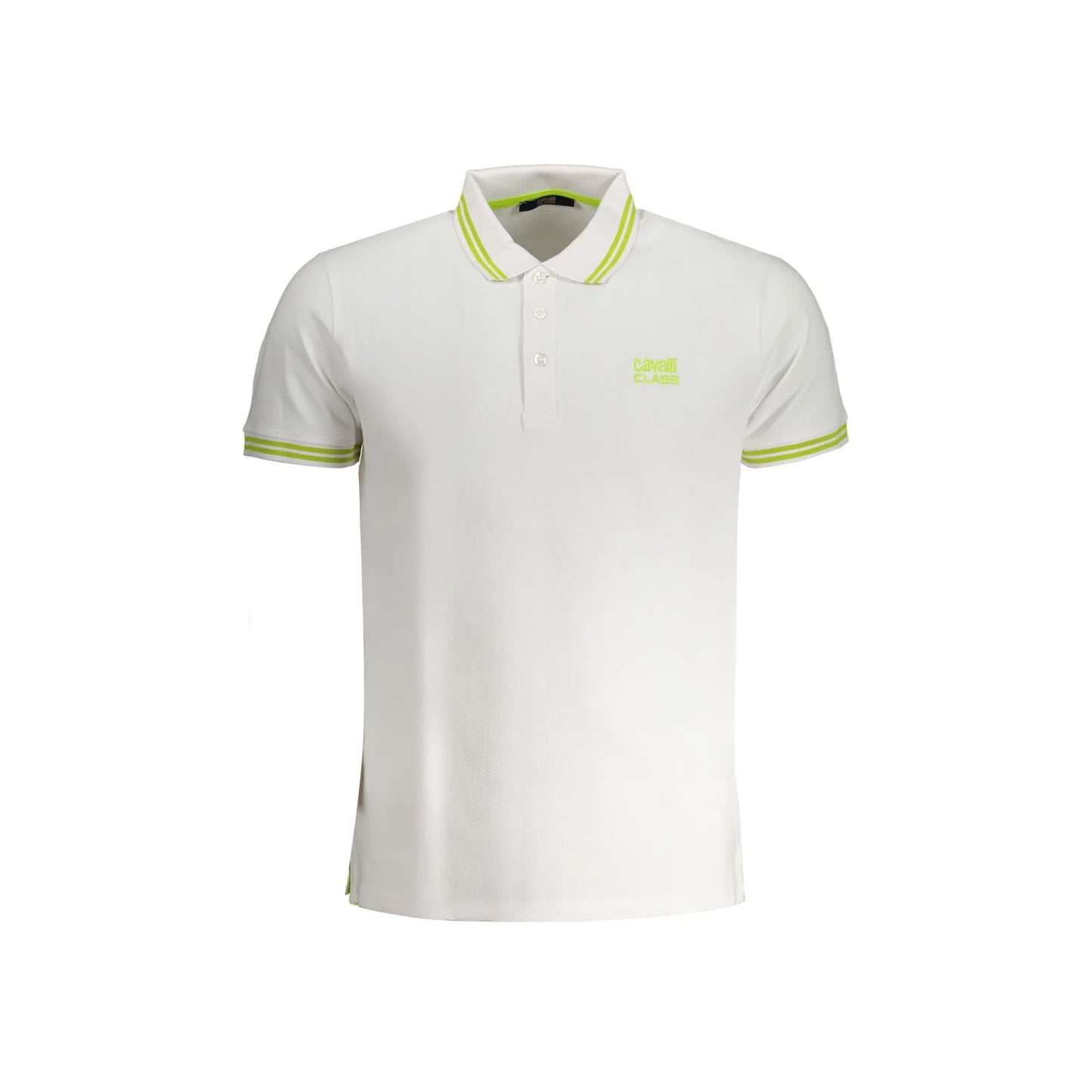 Cavalli Class Polo Uomo Bianca Maniche Corte Cotone Ricamo Logo Bianco - foto prodotto