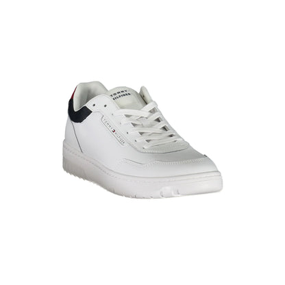 TOMMY HILFIGER Scarpe Sneakers Uomo Bianche in Pelle con Dettagli a Contrasto bianco - vista 2