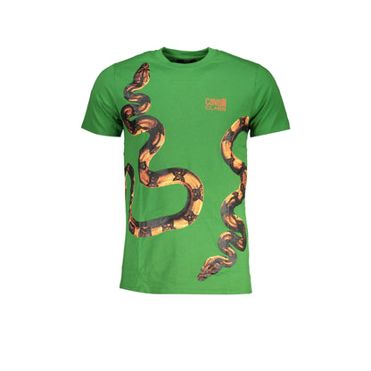 Cavalli Class T-Shirt Maniche Corte Uomo Verde Stampa Logo - foto prodotto