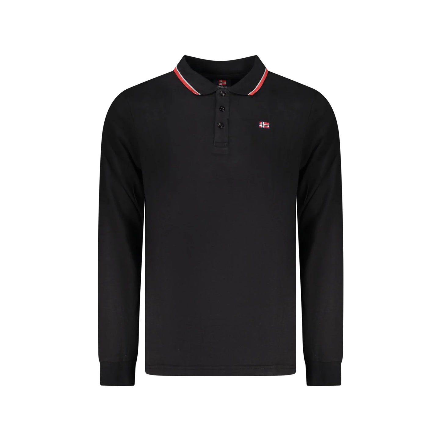 Norway 1963 Polo Uomo Nera Maniche Lunghe Cotone Ricamo Logo Nero - foto prodotto