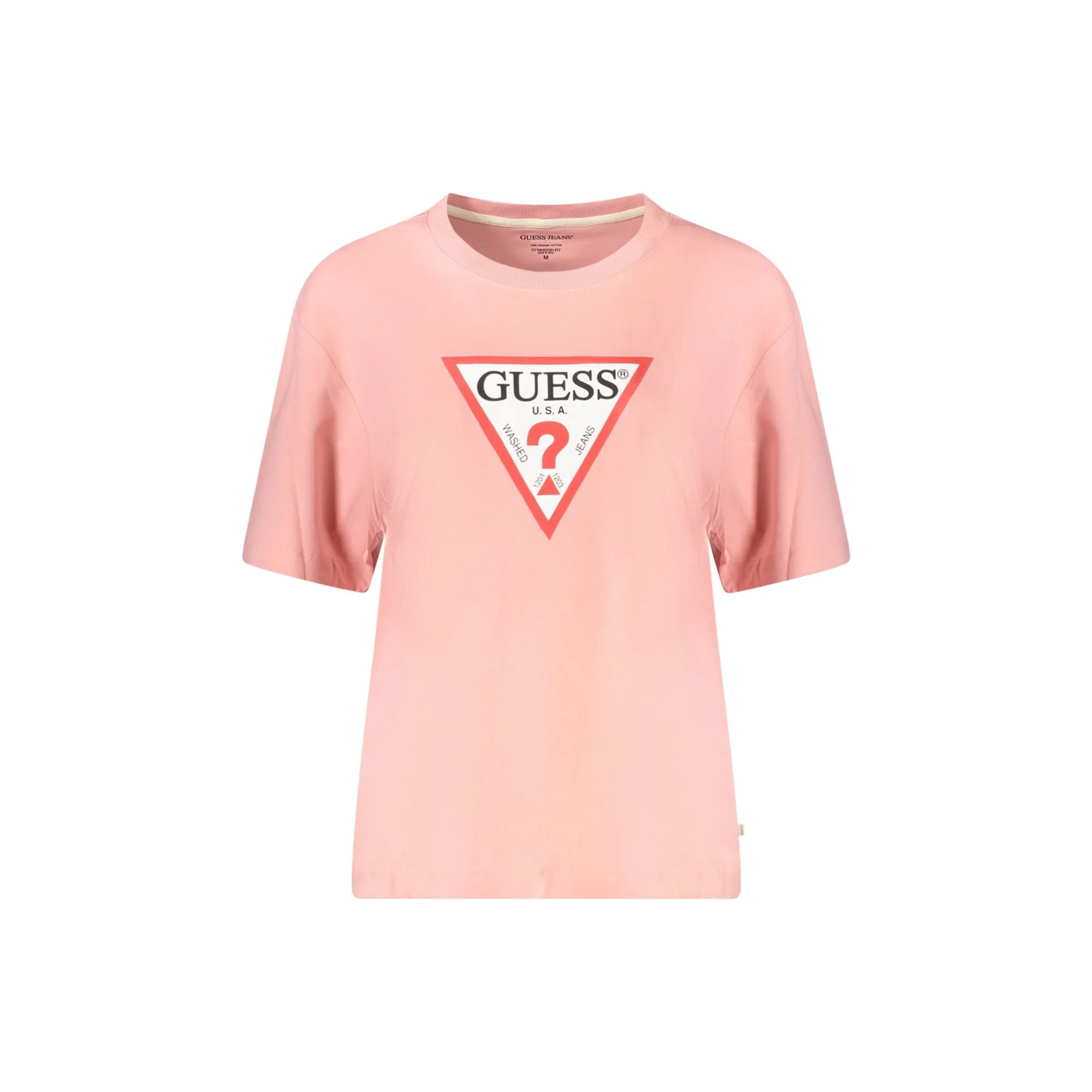 GUESS JEANS T-SHIRT MANICHE CORTE DONNA ROSA