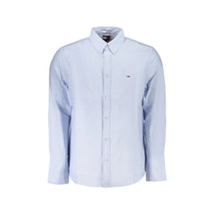 Tommy Hilfiger Camisa de Manga Longa Masculina Azul com Bordado