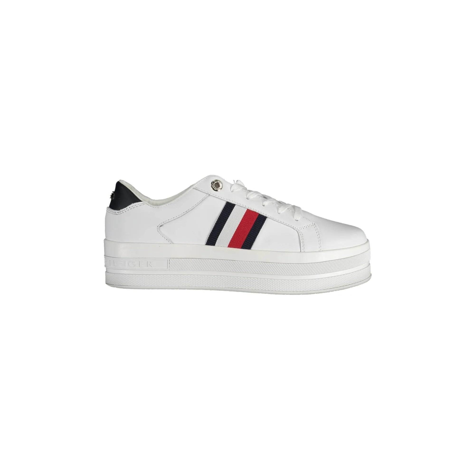 TOMMY HILFIGER Scarpe Sneakers Donna Bianche con Lacci e Logo Bianco - foto prodotto