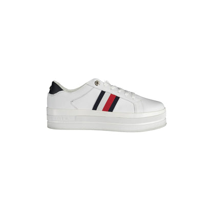 TOMMY HILFIGER Scarpe Sneakers Donna Bianche con Lacci e Logo Bianco - foto prodotto