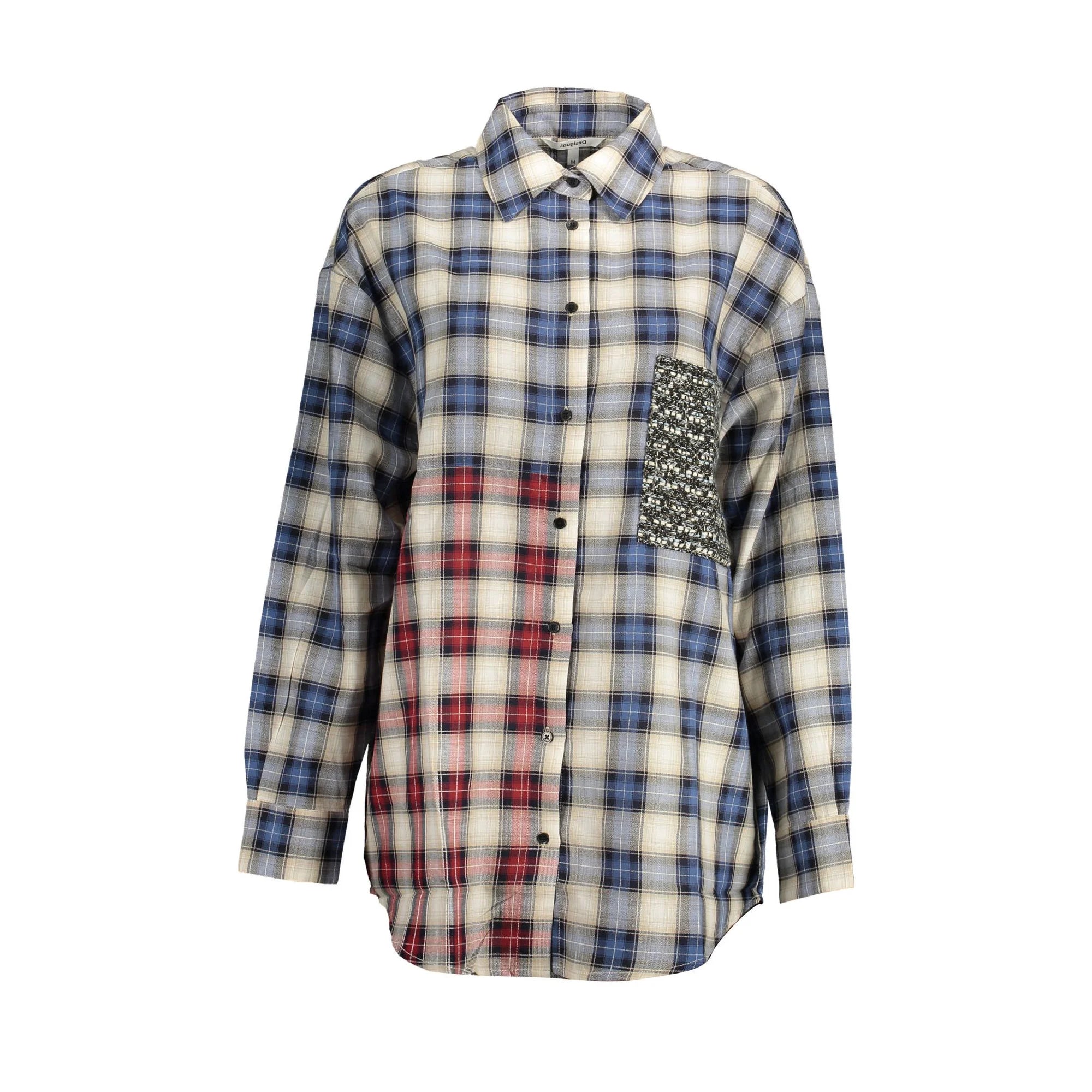 DESIGUAL CAMICIA MANICHE LUNGHE DONNA BLU