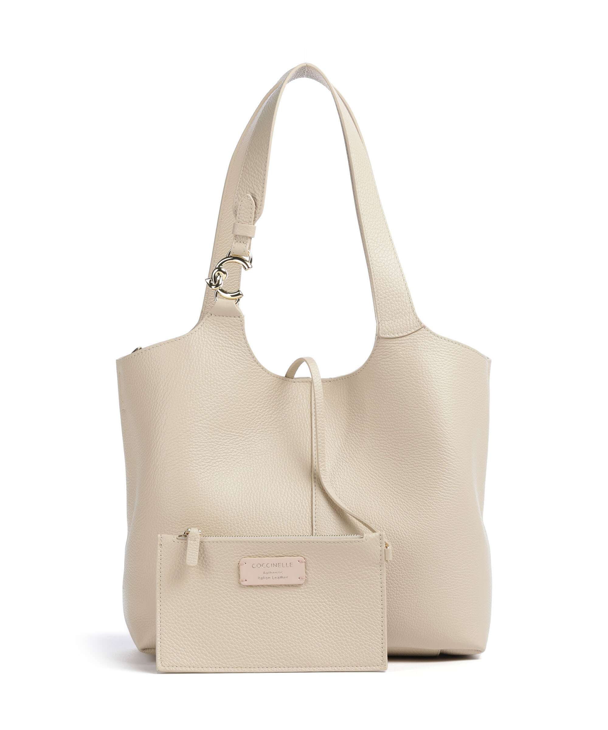Coccinelle Borsa a Spalla Pelle Donna Beige Dettagli a Contrasto Borse - vista 3