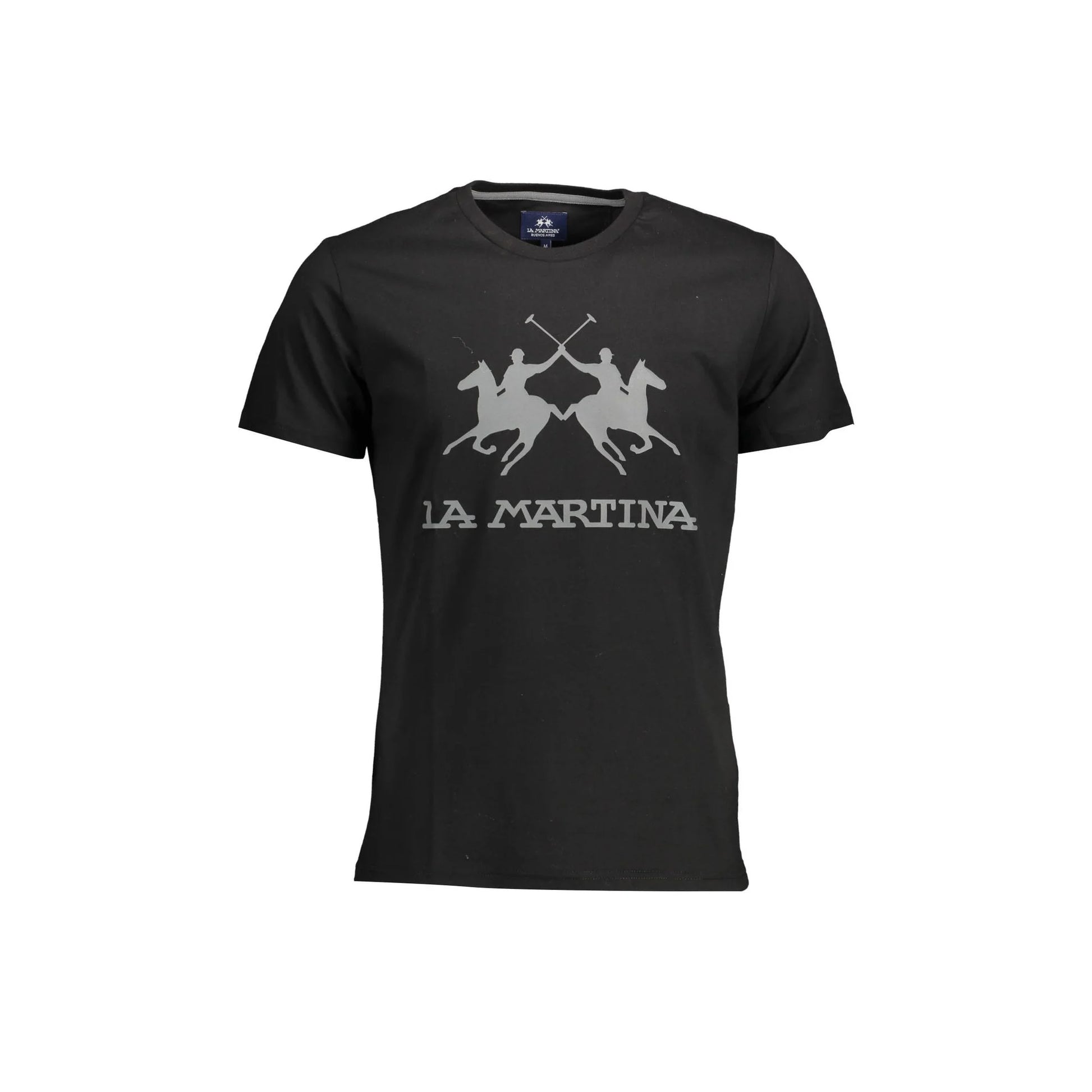 La Martina T-Shirt Maniche Corte Uomo Nera Stampa Logo Nero - foto prodotto