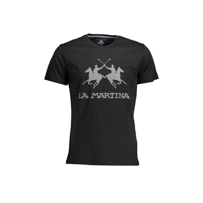 La Martina T-Shirt Maniche Corte Uomo Nera Stampa Logo Nero - foto prodotto