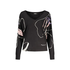 Desigual Maglia Donna Nera Ricamo Logo