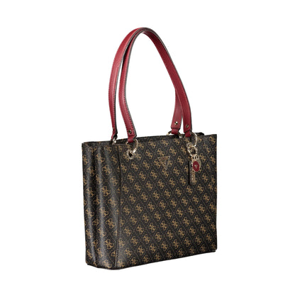 GUESS JEANS Borsa Donna Noelle Marrone a Spalla con Dettagli a Contrasto Borse - vista 3
