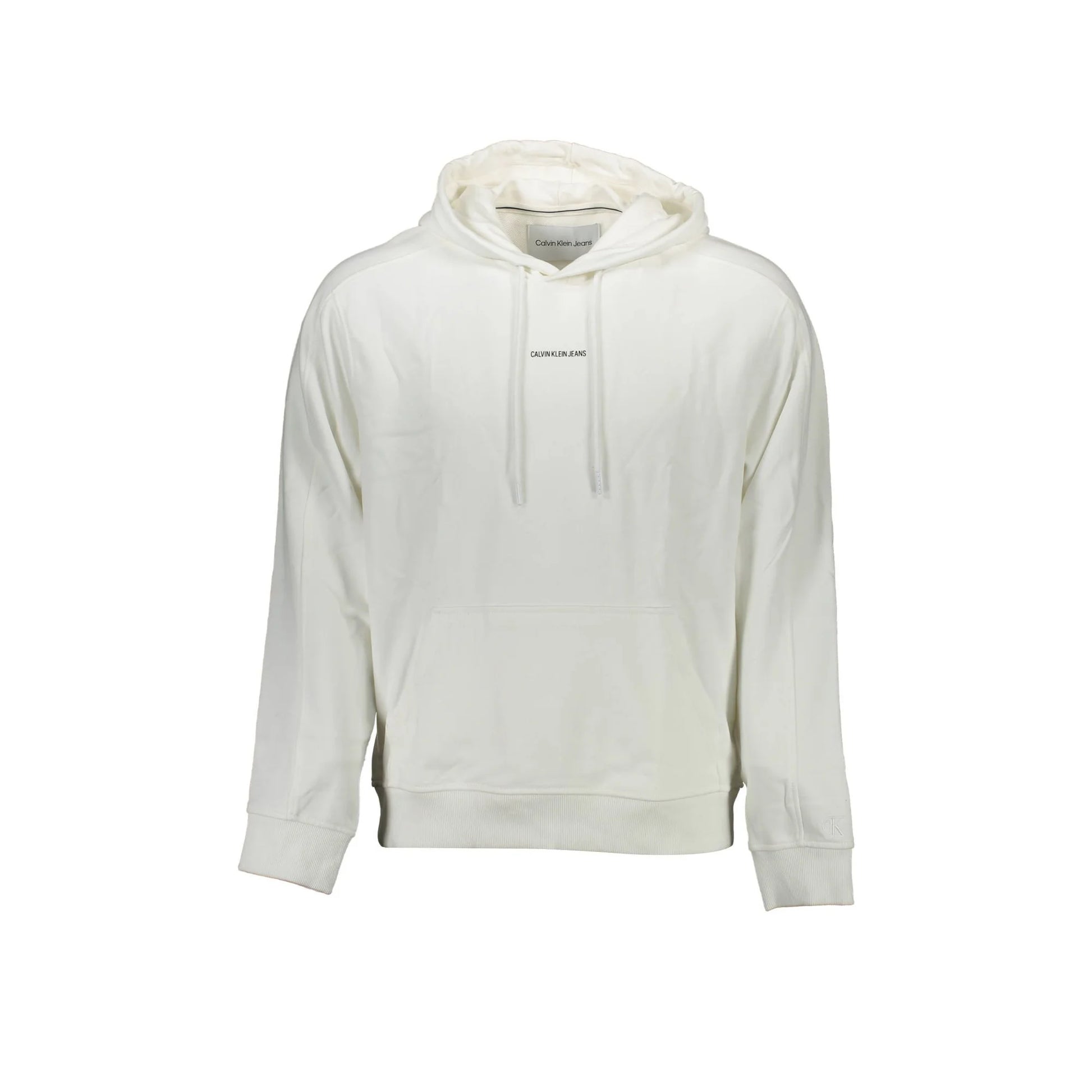 Calvin Klein Felpa Uomo Bianca Cappuccio Tascone Stampa Logo Felpe Bianco - foto prodotto
