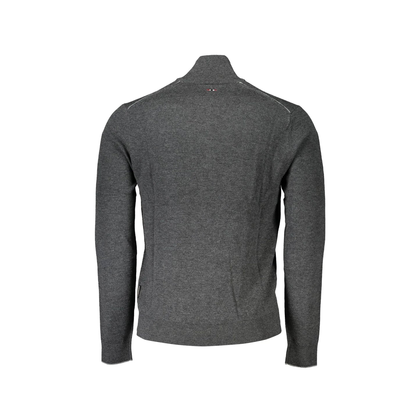 Napapijri Maglione Uomo Grigio Mezzo Zip Ricamo Maglie - vista 2