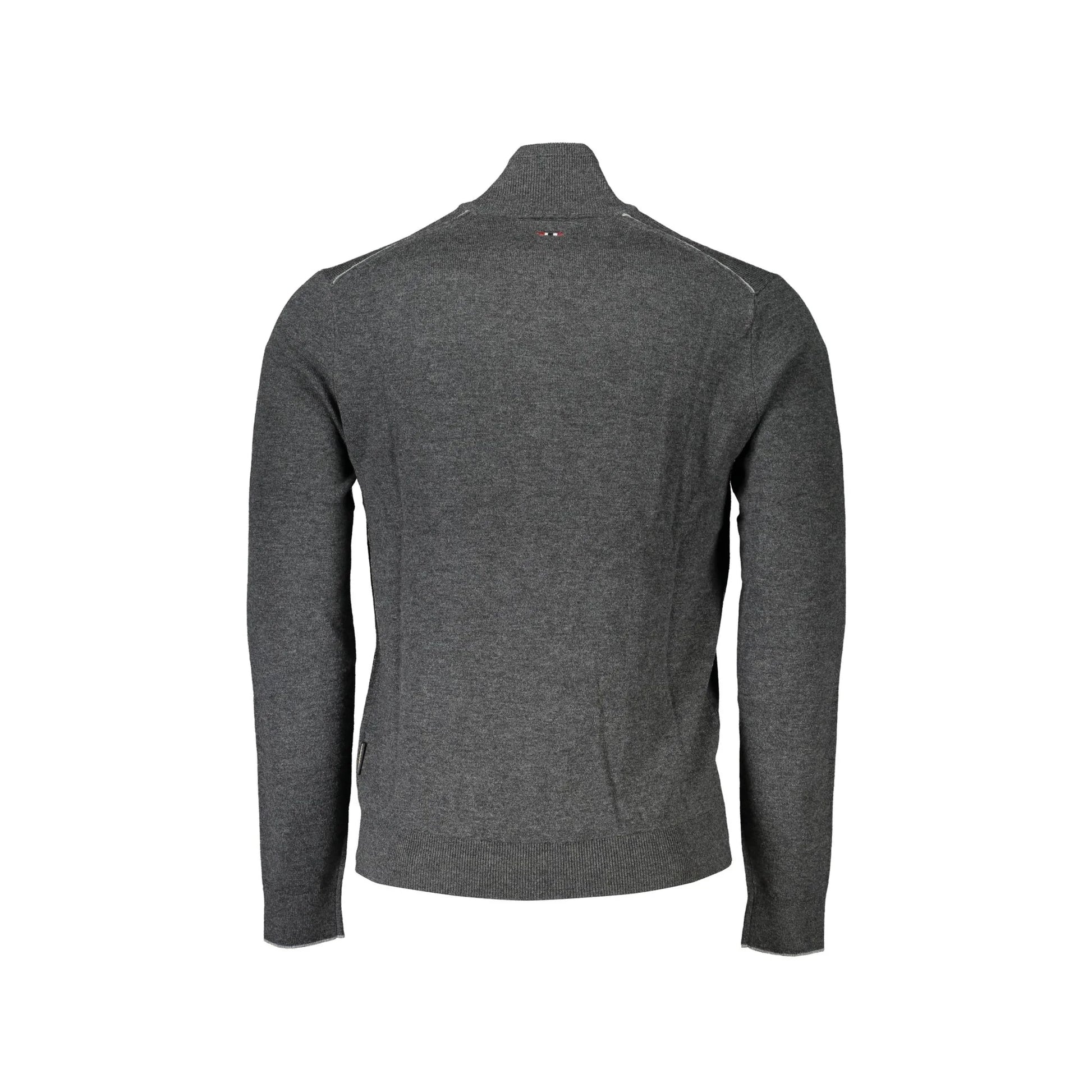 Napapijri Maglione Uomo Grigio Mezzo Zip Ricamo Maglie - vista 2