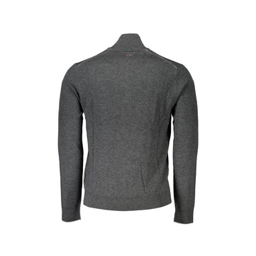Napapijri Maglione Uomo Grigio Mezzo Zip Ricamo Maglie - vista 2