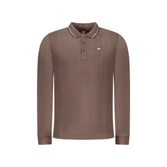 Norway 1963 Polo Uomo Marrone Maniche Lunghe Cotone Ricamo Logo